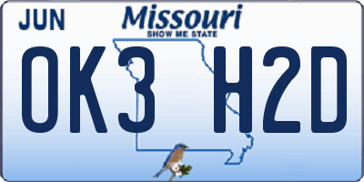 MO license plate OK3H2D