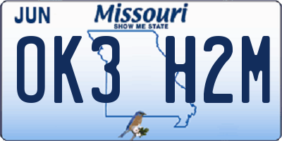 MO license plate OK3H2M