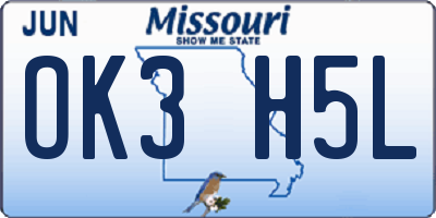 MO license plate OK3H5L