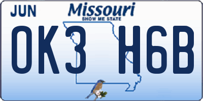 MO license plate OK3H6B