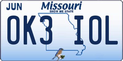 MO license plate OK3I0L