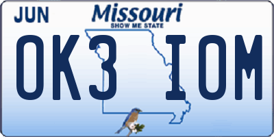 MO license plate OK3I0M