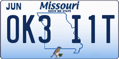 MO license plate OK3I1T