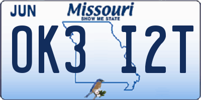 MO license plate OK3I2T