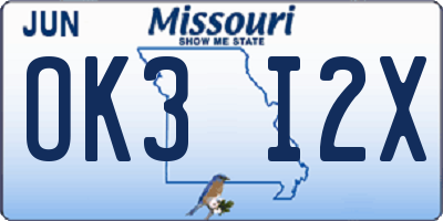MO license plate OK3I2X