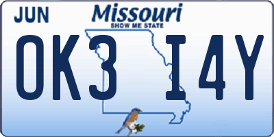 MO license plate OK3I4Y