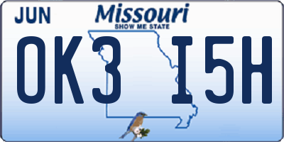 MO license plate OK3I5H