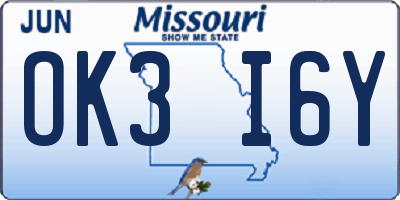 MO license plate OK3I6Y