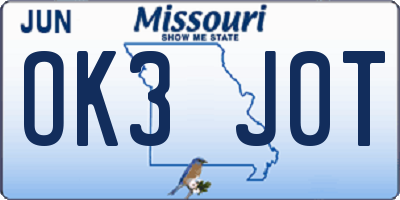 MO license plate OK3J0T