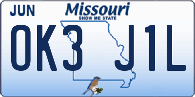 MO license plate OK3J1L