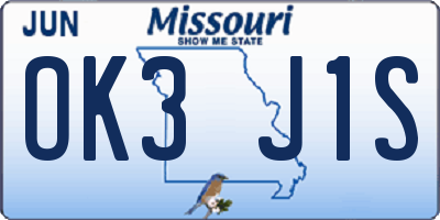 MO license plate OK3J1S