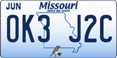 MO license plate OK3J2C