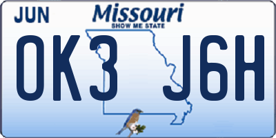 MO license plate OK3J6H
