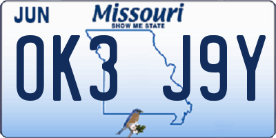 MO license plate OK3J9Y