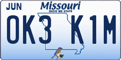 MO license plate OK3K1M