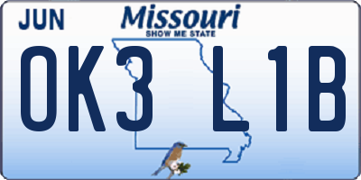 MO license plate OK3L1B