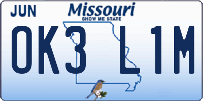 MO license plate OK3L1M