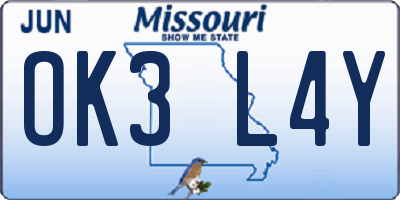 MO license plate OK3L4Y
