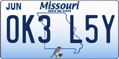 MO license plate OK3L5Y