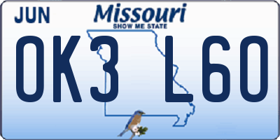 MO license plate OK3L6O