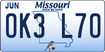 MO license plate OK3L7O