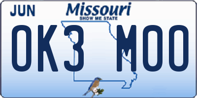 MO license plate OK3M0O