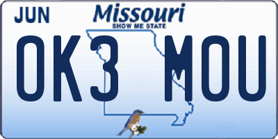 MO license plate OK3M0U