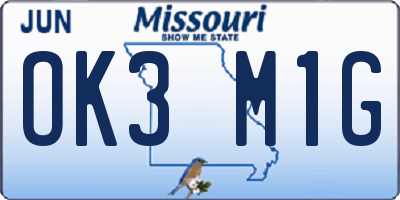 MO license plate OK3M1G