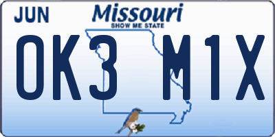 MO license plate OK3M1X