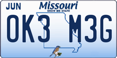MO license plate OK3M3G