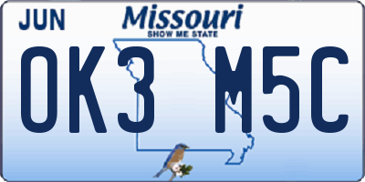 MO license plate OK3M5C