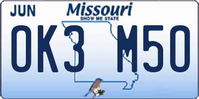 MO license plate OK3M5O