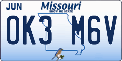 MO license plate OK3M6V