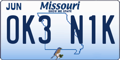 MO license plate OK3N1K
