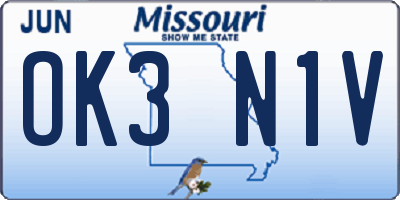MO license plate OK3N1V