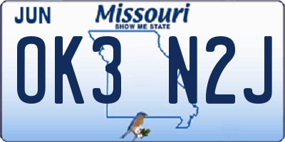 MO license plate OK3N2J