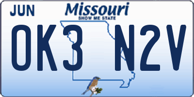 MO license plate OK3N2V