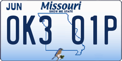 MO license plate OK3O1P