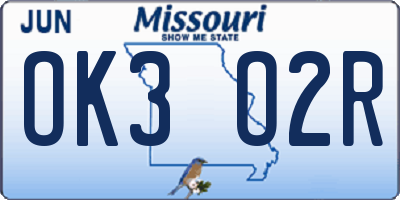 MO license plate OK3O2R