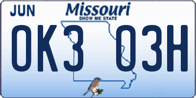 MO license plate OK3O3H