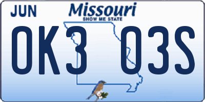 MO license plate OK3O3S