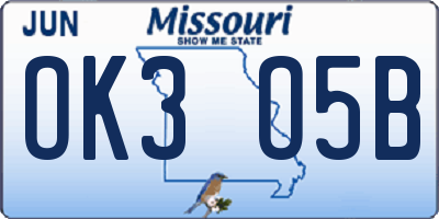 MO license plate OK3O5B