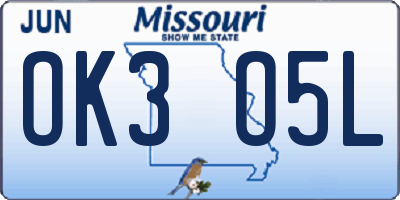 MO license plate OK3O5L