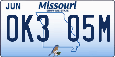 MO license plate OK3O5M