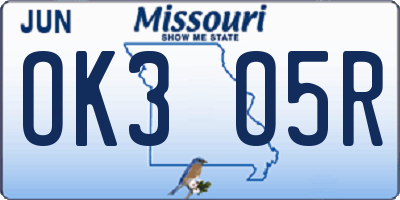 MO license plate OK3O5R