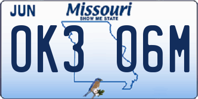 MO license plate OK3O6M