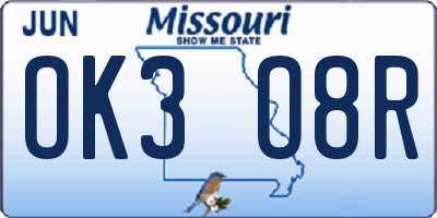 MO license plate OK3O8R