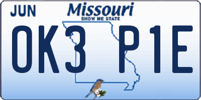 MO license plate OK3P1E
