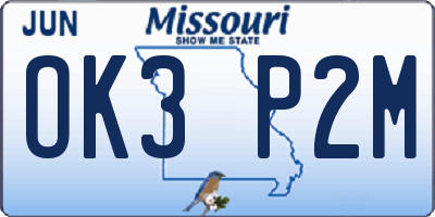 MO license plate OK3P2M