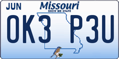 MO license plate OK3P3U